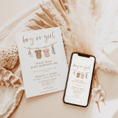 Boho Gender Onthullen Uitnodigen | Neutrale Gender Kaart