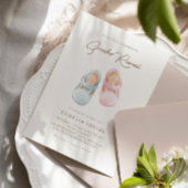 Boho Gender Reveal Baby Shoes Invitation Kaart