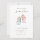 Boho Gender Reveal Baby Shoes Invitation Kaart (Voorkant)