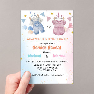 Boho Gender Reveal  Baby waslijn Acryl Uitnodigingen