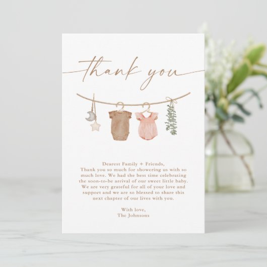 Boho Gender Reveal Dankkaart | Neutraal onthullen Kaart (Staand voorkant)