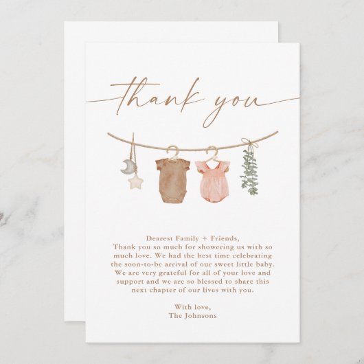 Boho Gender Reveal Dankkaart | Neutraal onthullen Kaart (Voorkant / Achterkant)