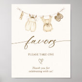 Boho Gender Reveal Favors Sign Poster (Voorkant)