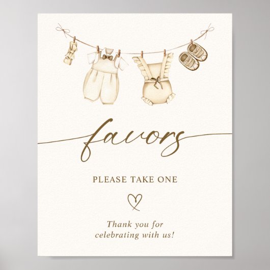 Boho Gender Reveal Favors Sign Poster (Voorkant)