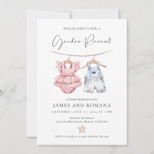 Boho Gender Reveal Invitation, bewerkbare Gender R Kaart (Voorkant)