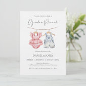 Boho Gender Reveal Invitation Neutral Baby Kaart (Staand voorkant)
