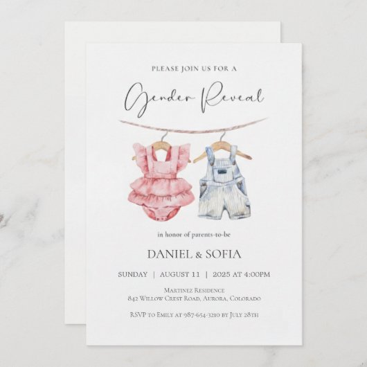 Boho Gender Reveal Invitation Neutral Baby Kaart (Voorkant / Achterkant)