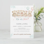 Boho Gender Reveal Invitation Neutral Baby Kaart (Staand voorkant)