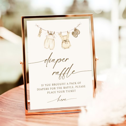 Boho Gender Reveal Luier Raffle Sign Poster