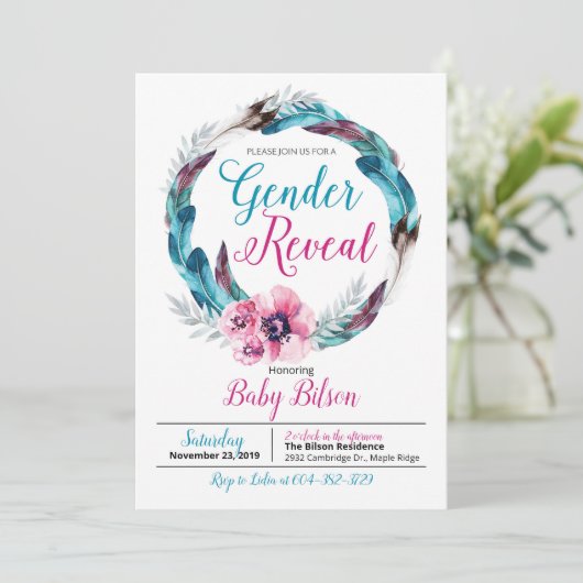 Boho Gender Vrije Uitnodiging (Staand voorkant)