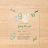 Boho Genderneutraal  Baby Rustieke Douche Acryl Uitnodigingen (Voorkant)