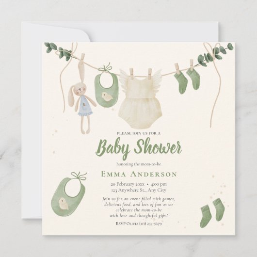 Boho Genderneutraal Baby Rustieke Douche Kaart (Voorkant)