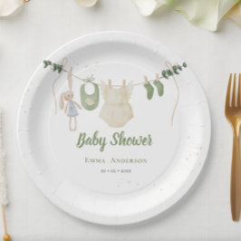 Boho Genderneutraal  Baby Rustieke Douche Papieren Bordje