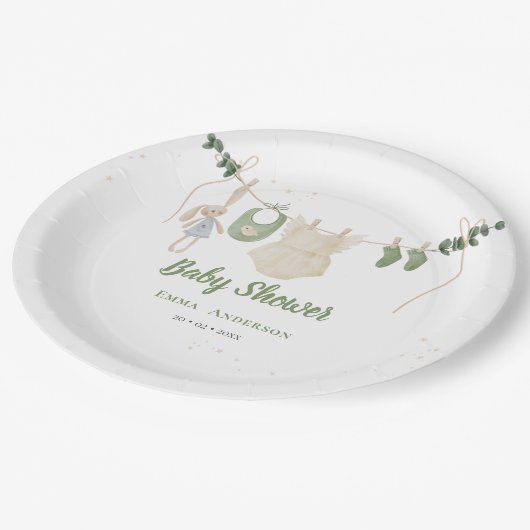 Boho Genderneutraal  Baby Rustieke Douche Papieren Bordje (Gekanteld)