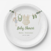 Boho Genderneutraal  Baby Rustieke Douche Papieren Bordje (Voorkant)