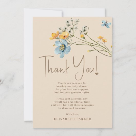 Boho genderneutraal baby shower bedankje kaart (Voorkant)