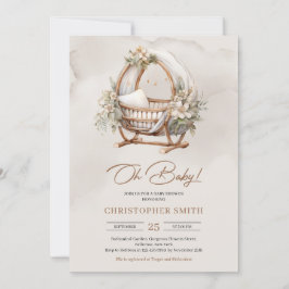 Boho genderneutraal baby wieg bruin & salie geblad kaart