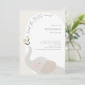 Boho Genderneutraal Olifant Baby shower Kaart (Staand voorkant)