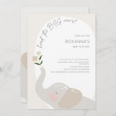 Boho Genderneutraal Olifant Baby shower Kaart (Voorkant / Achterkant)