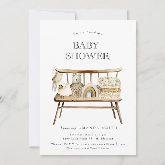 Boho Genderneutraal Sage Green Rainbow Baby shower Kaart (Voorkant)