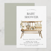 Boho Genderneutraal Sage Green Rainbow Baby shower Kaart (Voorkant / Achterkant)