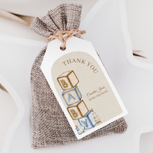 Boho Genderneutrale Blokken en Speelgoed Baby show Cadeaulabel