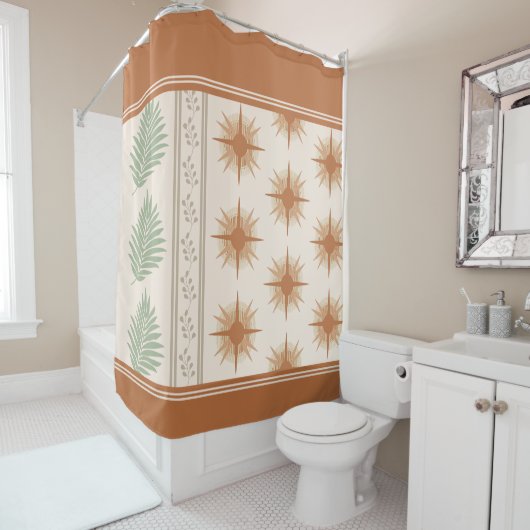 Boho Geo Botanical Shower Curtain Douchegordijn (In situ)