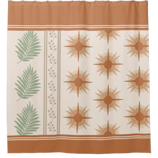 Boho Geo Botanical Shower Curtain Douchegordijn (Voorkant)