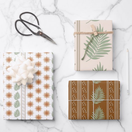 Boho Geo Botanische Gift Wrap Sheets Inpakpapier Vel (Voorkant)
