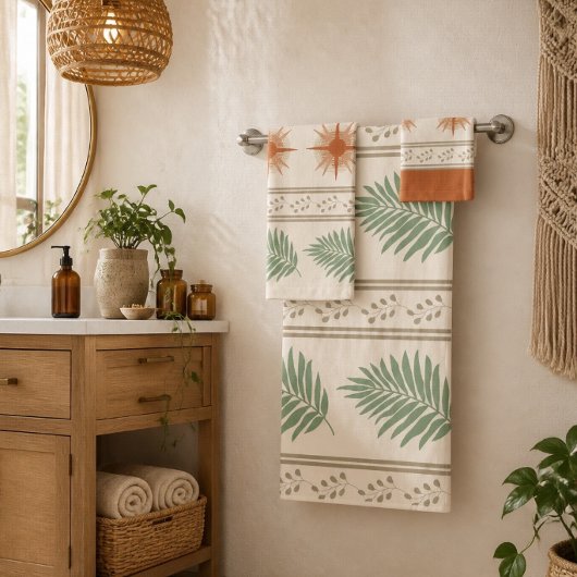 Boho Geo Botanische Handdoekenset Bad Handdoek