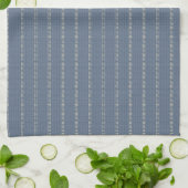 Boho geo simpele lijnen beige denimblauw rustiek theedoek (Gevouwen)