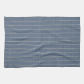Boho geo simpele lijnen beige denimblauw rustiek theedoek (Horizontaal)