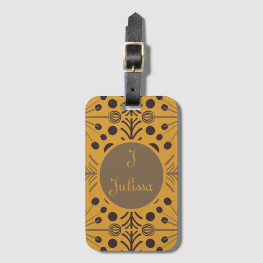 Boho Geometric Arrow Yellow Personalized Bagagelabel (Voorkant (verticaal))