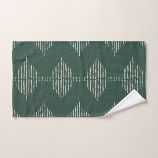 Boho Geometric Bath Towels in Emerald Green Bad Handdoek (Handdoek)