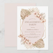 Boho Geometric Blush Floral Palm Verloving Kaart (Voorkant / Achterkant)