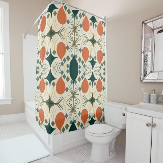 Boho Geometric Colorful Diamond Pattern Douchegordijn (In situ)