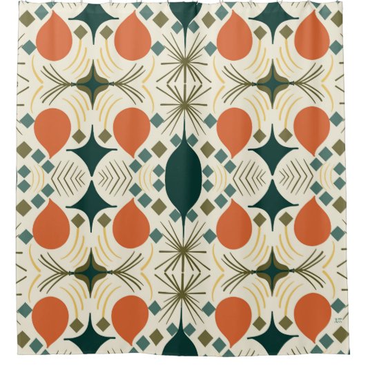 Boho Geometric Colorful Diamond Pattern Douchegordijn (Voorkant)