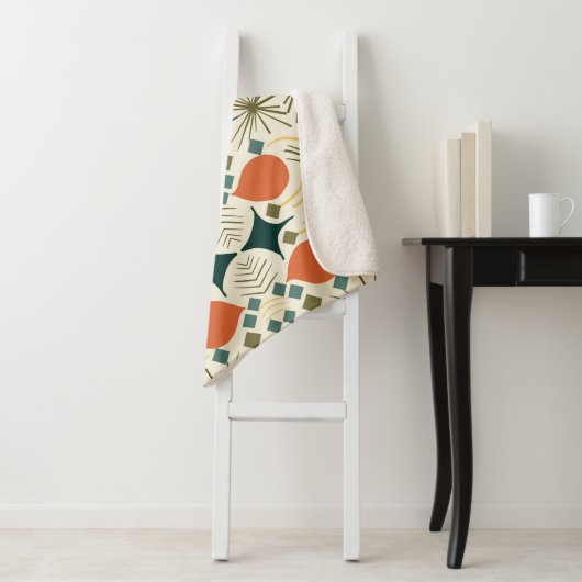 Boho Geometric Colorful Diamond Pattern Sherpa Deken (In situ)