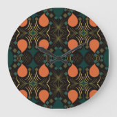 Boho Geometric Diamond Black Grote Klok (Voorkant)