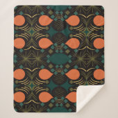 Boho Geometric Diamond Black Sherpa Deken (Voorkant)