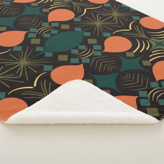 Boho Geometric Diamond Black Sherpa Deken (3/4)