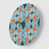 Boho Geometric Diamond Blue Coffee Grote Klok (Hoek)