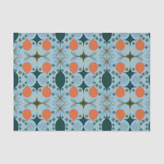 Boho Geometric Diamond Blue Pattern Tissuepapier (Voorkant)