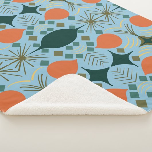 Boho Geometric Diamond Blue Sherpa Deken (3/4)