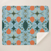 Boho Geometric Diamond Blue Sherpa Deken (Voorkant (horizontaal))