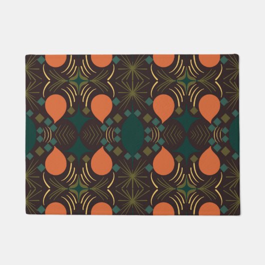 Boho Geometric Diamond Brown Deurmat (Voorkant)
