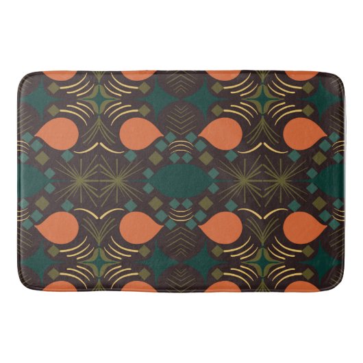 Boho Geometric Diamond Brown Pattern Badmat (Voorkant)