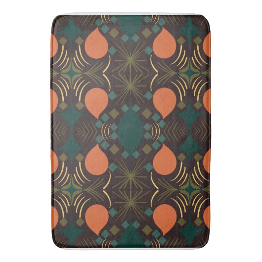 Boho Geometric Diamond Brown Pattern Badmat (Voorkant Verticaal)