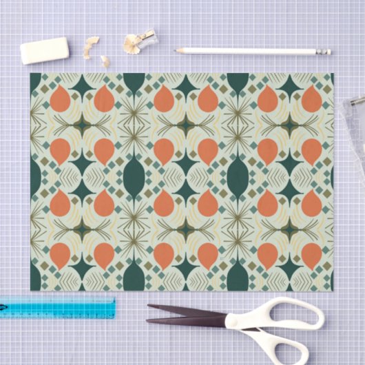 Boho Geometric Diamond Mint Pattern Tissuepapier (Craft)