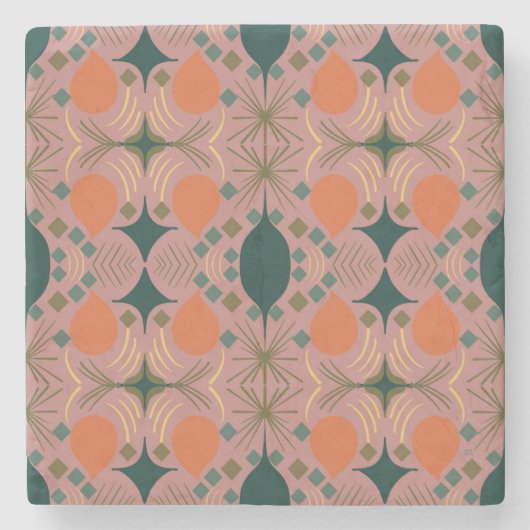 Boho Geometric Diamond Roze Stenen Onderzetter (Voorkant)